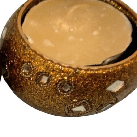 Mosaic Mirror Tealight Candle Holder Glass Tile Gold Glitter Bollywood - Picture 3 of 6